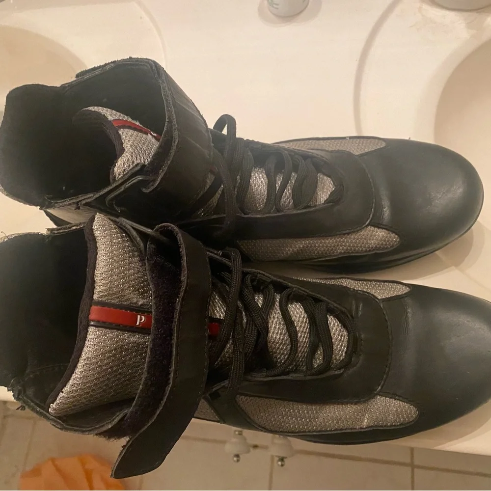 Prada high top sneakers/Boots.Black and Grey Size 11 - Picture 11 of 16